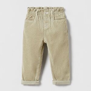 Zara Girl’s Tapered Corduroy Pants in sand color. Very stylish.